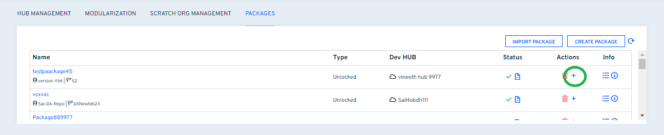 Create Package Version plus icon