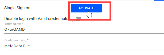 Activate SSO in Vault