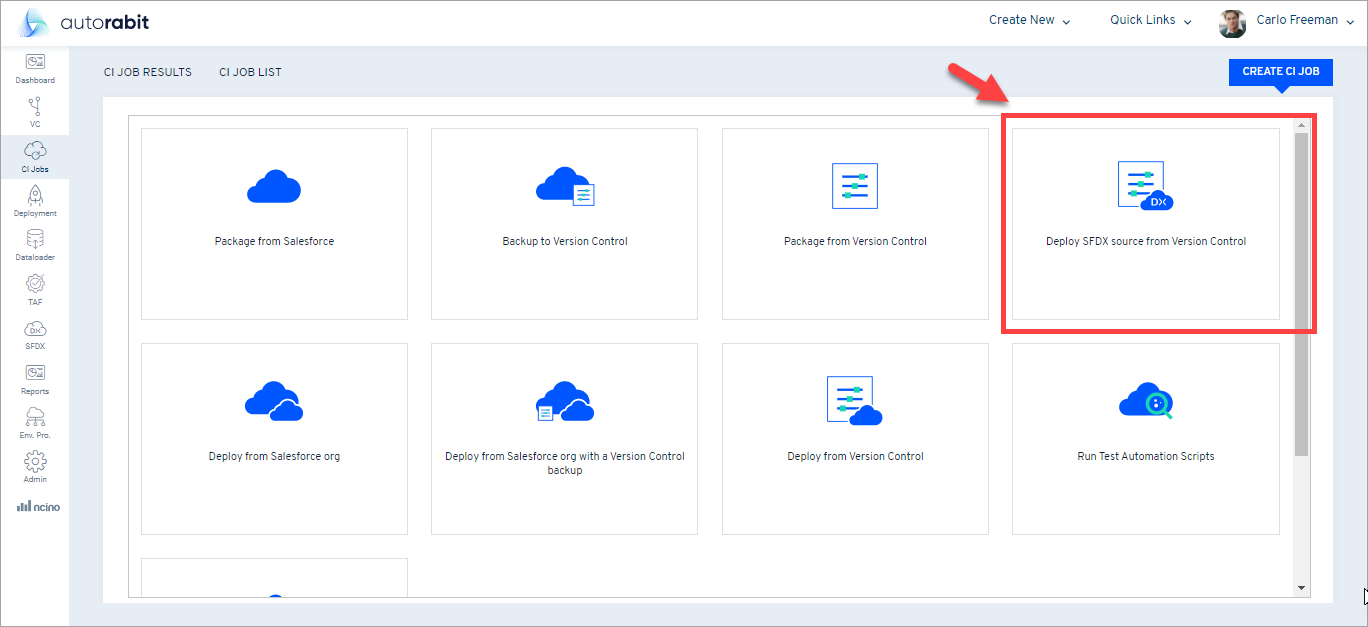 Package Directory dropdown in CI Job