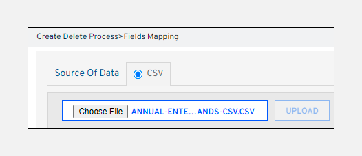 CSV upload screen