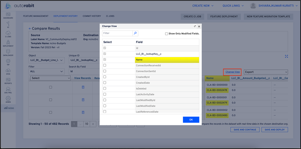 Change view to customize field display