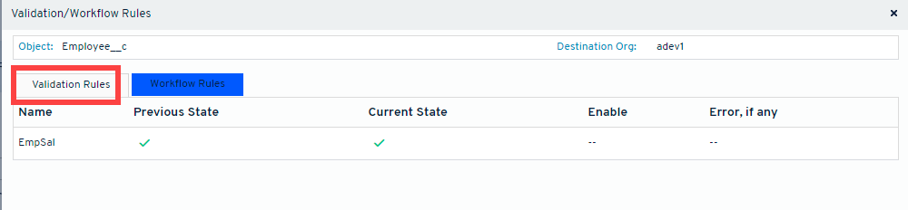 Validation/Workflow Rules list UI