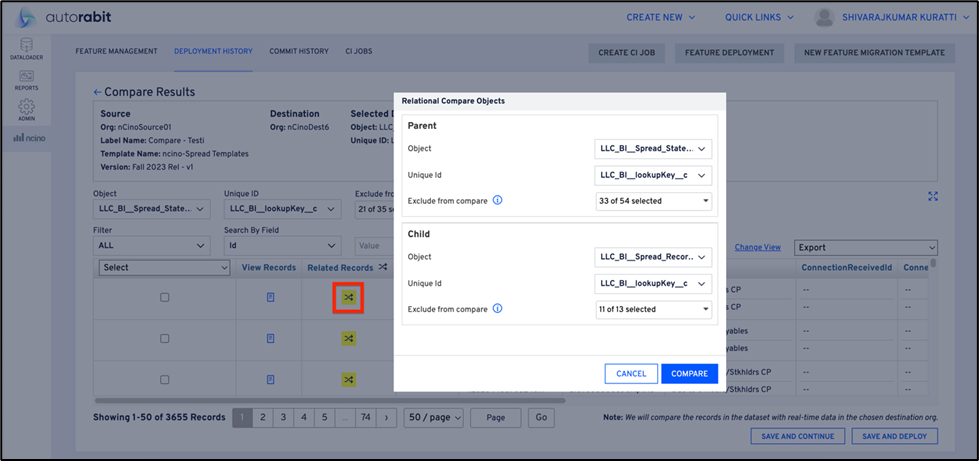Record-level relational compare icon