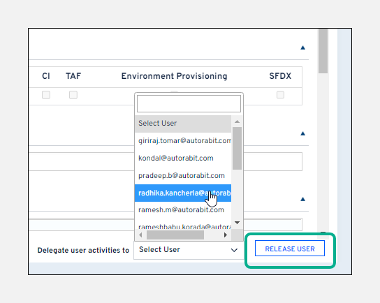 Release User confirmation dialog