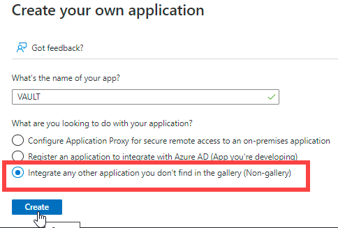 Create non-gallery application in Azure