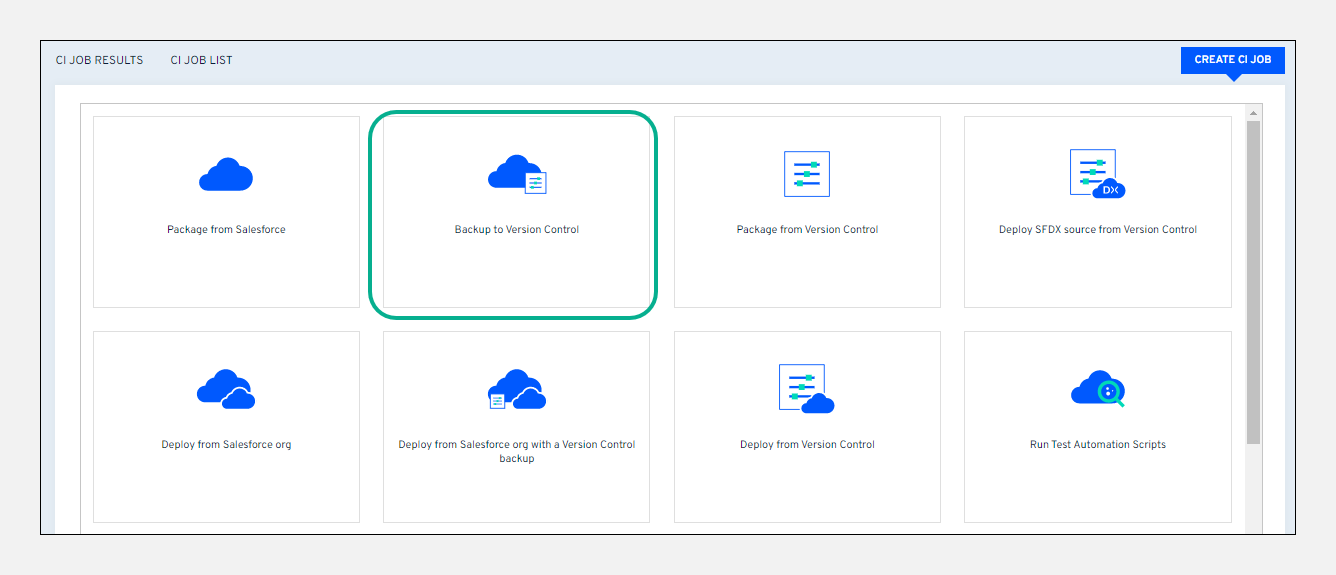 Backup to Version Control job tile