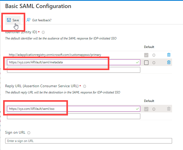 Basic SAML Configuration
