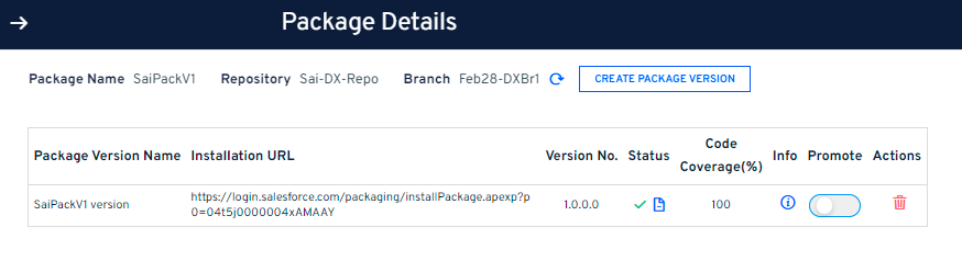 Packaged version details