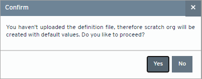 Confirmation pop-up for default values