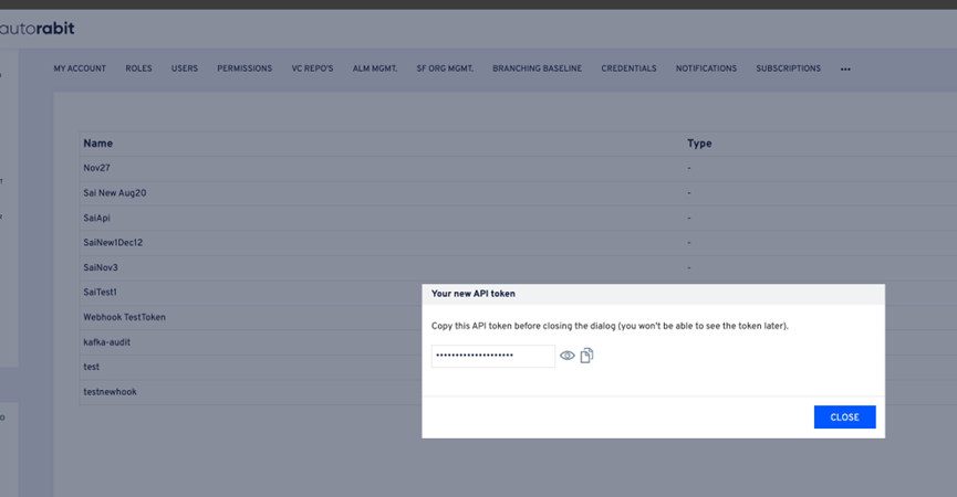 Webhook token details input screen in ARM