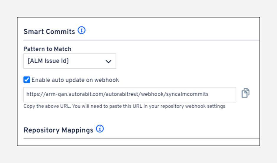 Smart commit pattern configuration screen
