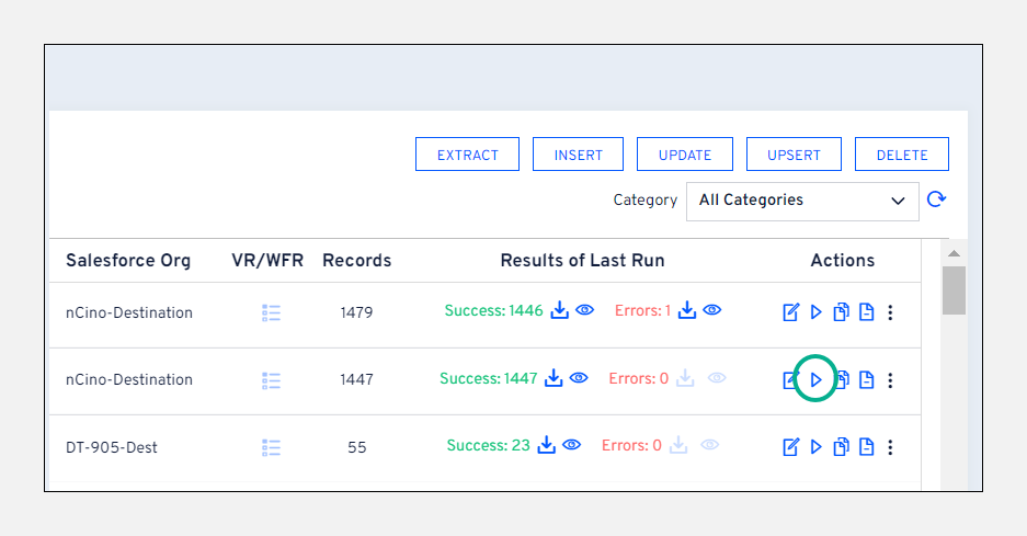 Run button in Dataloader Summary