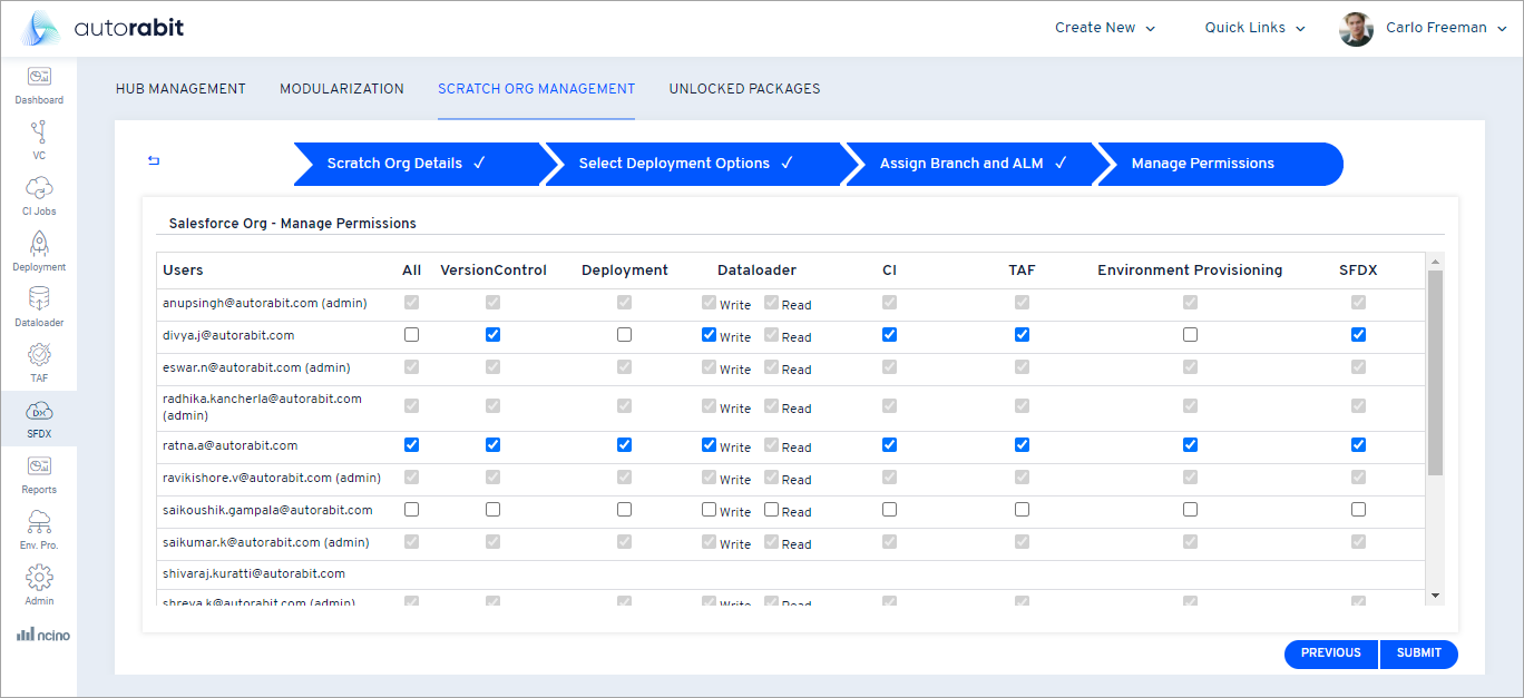 Manage Scratch Org permissions