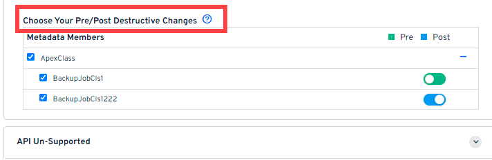 Destructive Changes Selection
