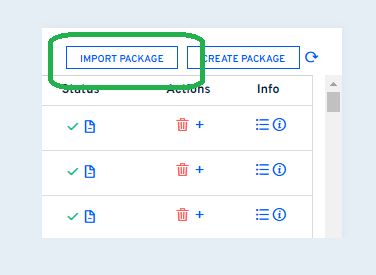 Import Package button