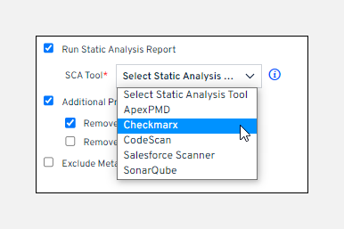 Static analysis options panel