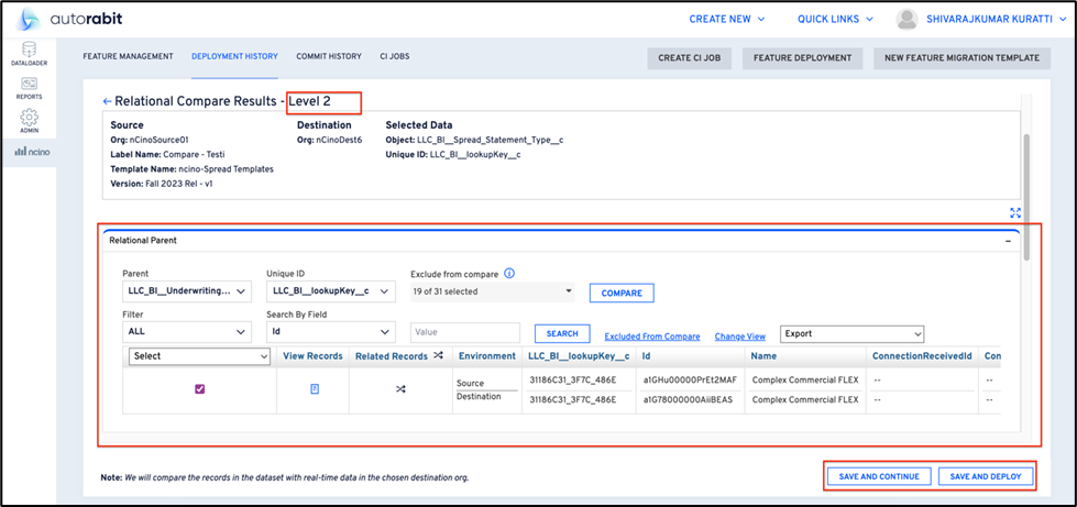 Record selection after relational comparison