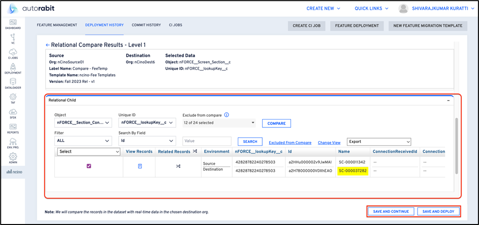 Parent and child record listing
