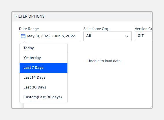 Date range selection filter