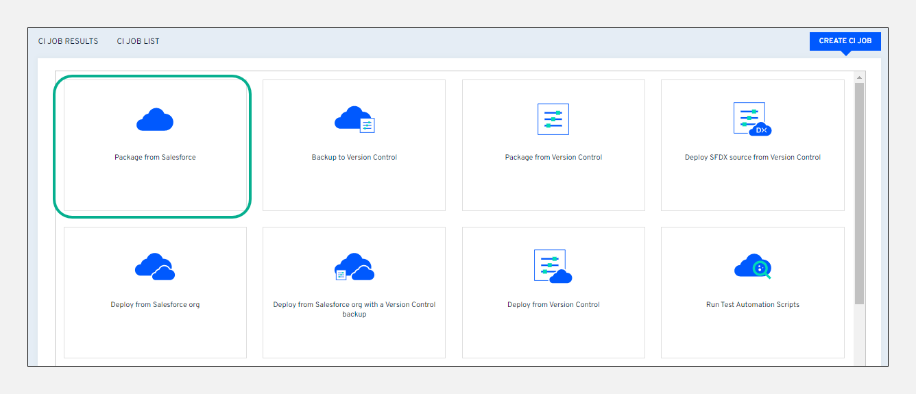 Package from Salesforce job tile