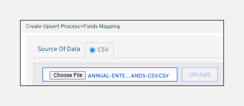 CSV upload screen