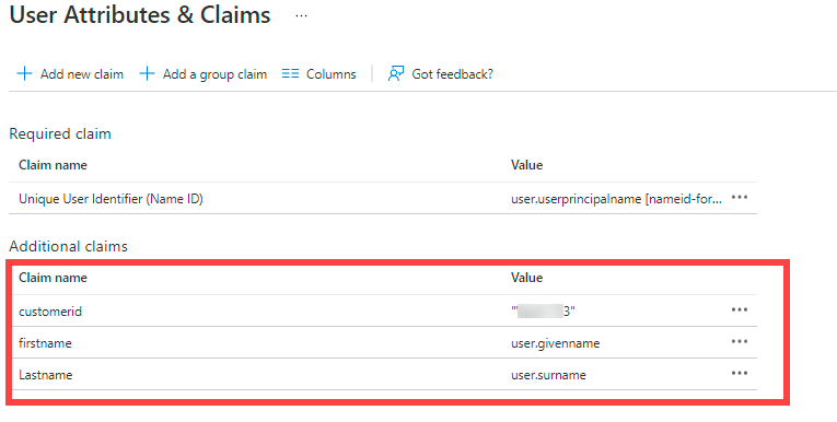 Claims configuration
