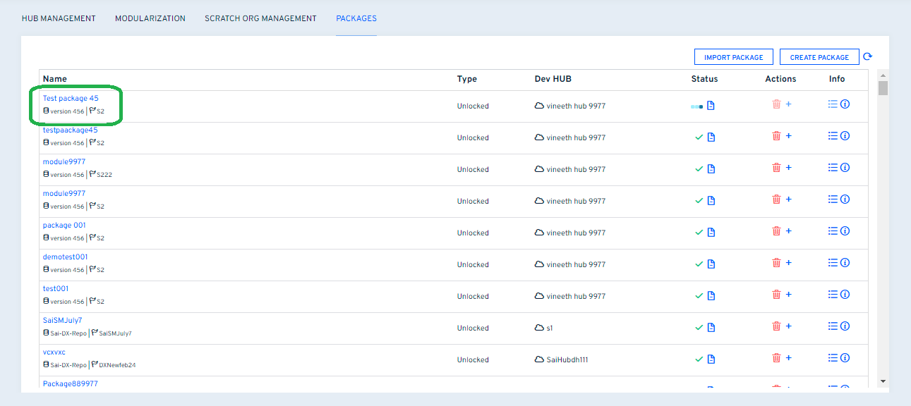 Package progress details