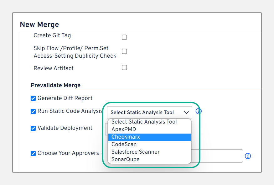 New EZ-Merge page with static code analysis options