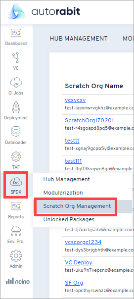 Salesforce DX → Scratch Org Management tile