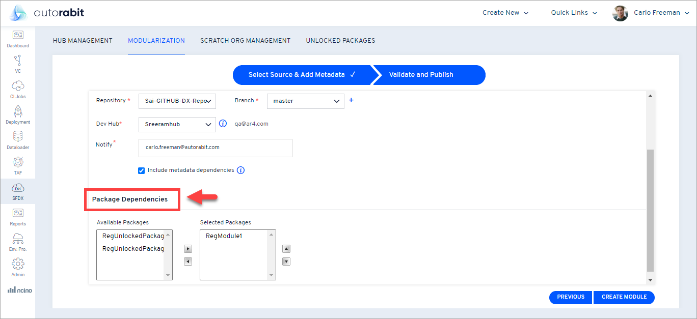 Package dependencies